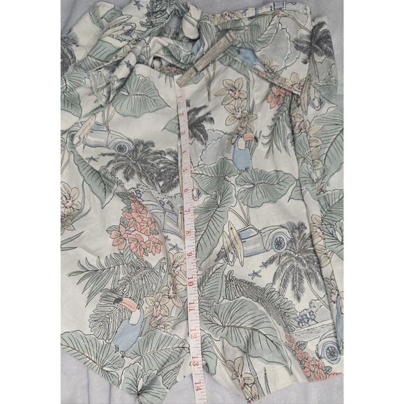 Linen Shorts Womens Size 6 Tropical Artisan NY Paperbag waist tie - Picture 5 of 8